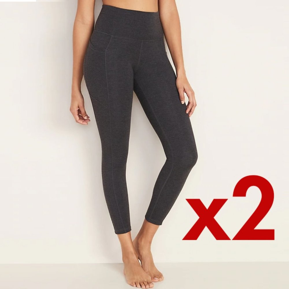 2 Pairs Gray High-Rise 7/8 Pocket Leggings XXL NWT